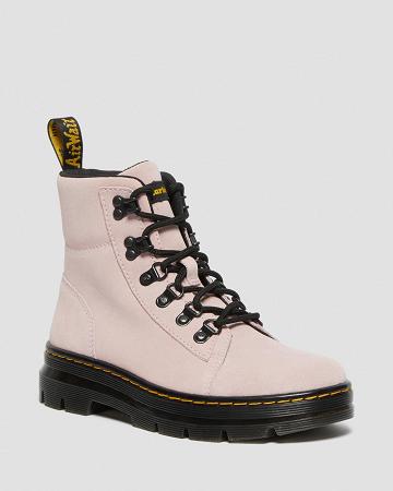 Dr Martens Combs Women Suede Enkellaars Dames Roze | NL 707ILH